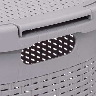 Shportë rrobash 5five Simply Smart, plastike 60L, me kapak, gri e çelët