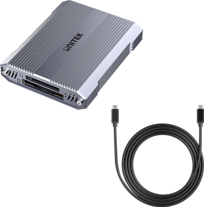 Lexues kartash Unitek CFexpress SD microSD, USB A 10 Gbps, HUB, gri