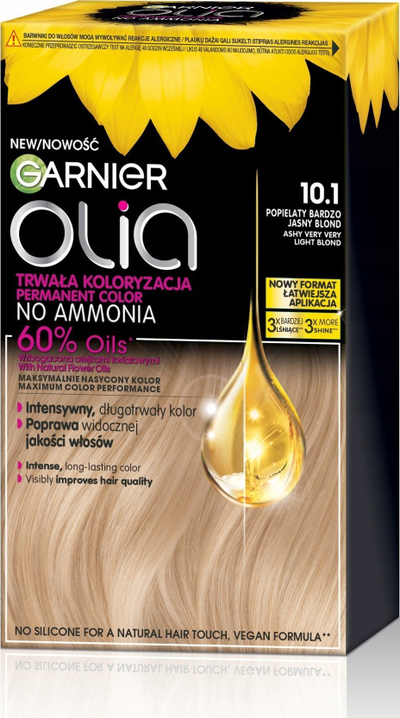 Ngjyrë flokësh Garnier Olia 10.1, blond shumë i hapur i ftohtë, e përhershme
