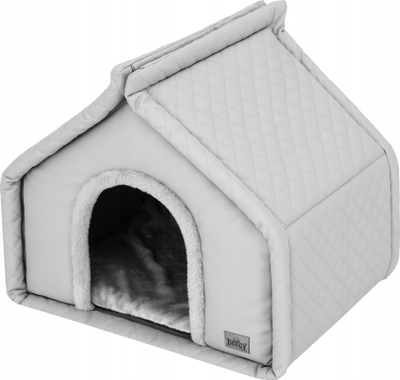 Shpi për qen DIAMOND Kennel R1, 42x32x43 cm, lëkurë eko, gri