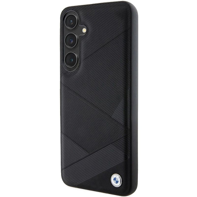 Kapak telefoni BMW për Samsung Galaxy S24 Plus, lëkurë natyrale, teksturë që s’rrëshqet, i zi