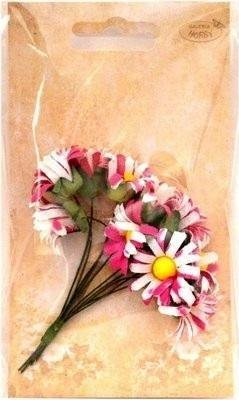 Aksesorë për zbukurim Creality margarita prej stofi, 2 cm, set me 12 copë, rozë me të bardhë