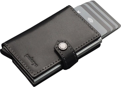 Portofol Pularys EASY WALLET for AirTag, lëkurë natyrale, për Apple AirTag, i zi