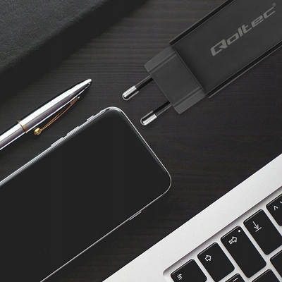 Karikues rrjeti Qoltec Mains Charger 65W GaN, USB 3.1, i zi