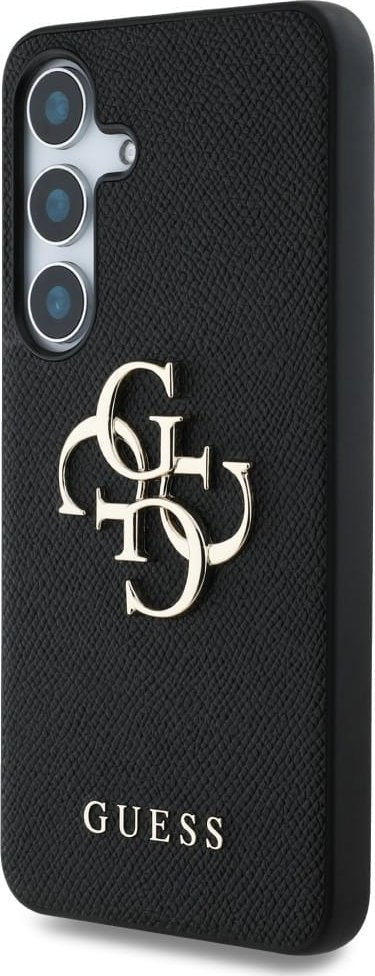 Mbulesë telefoni Guess Grained Big 4G Logo për Samsung Galaxy S25 6.2", klasike, e zezë