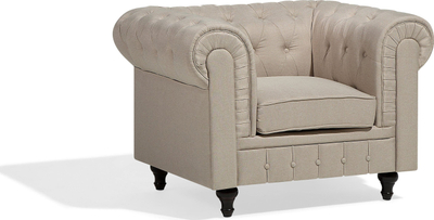 Set për dhomë ndenjjeje Beliani Chesterfield, 3 vendesh me kolltuk, stof, bezhë
