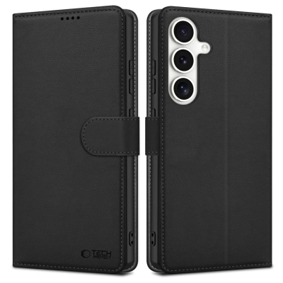 Këllëf portofol Tech-Protect Wallet për Samsung Galaxy S25, lëkurë ekologjike, i zi