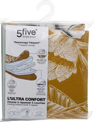 Mbulesë dërrase hekurosjeje 5five Simply Smart, 110x40 cm, pambuk, e verdhë