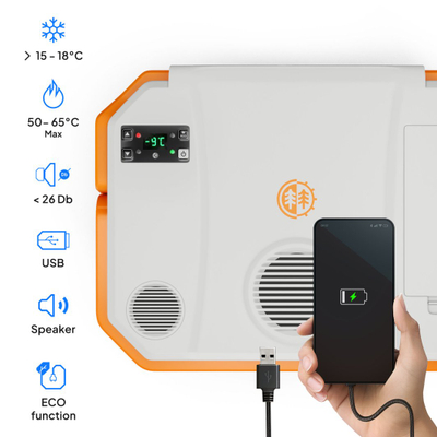 Frigorifer turistik Peme Trip 31.5L, termoelektrik, 12V 220V, portokalli