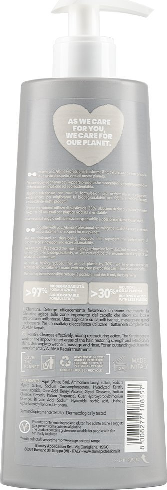 Shampo flokësh Alama Repair, me keratinë, për flokë të dëmtuara, 500 ml
