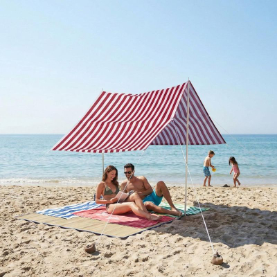 Tendë dielli ProGarden Canopy Tent, 297 x 170 cm, me shtylla, e kuqe me vija të bardha