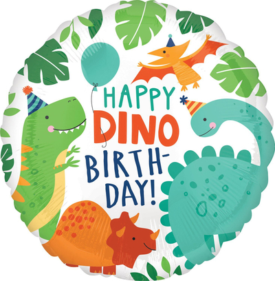 Balon feste Amscan Dinosaur Balloon 18", rrumbullake, me shumë ngjyra