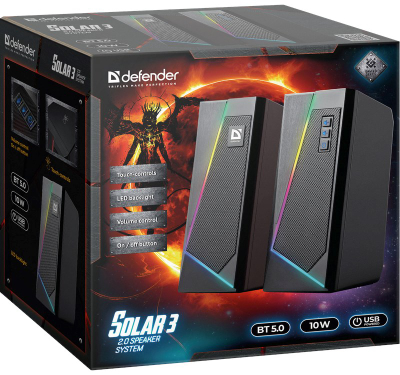 Bokse Defender Solar 3, Bluetooth 5.0, 10W, të zeza