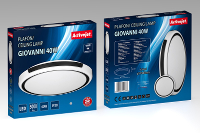 Plafonier tavani Activejet AJE-GIOVANNI, LED 40W, dritë neutrale 4000K, e zezë e bardhë