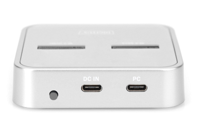 Docking station për SSD Digitus DA-71110, M.2 NVMe dhe M.2 SATA, lexues karte SD Express, USB C, argjendtë