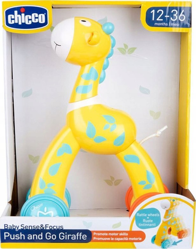 Lodër shtytëse Chicco Giraffe Push and Go, mekanizëm shtyp dhe nise, me shumë ngjyra
