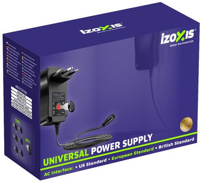 Karikues universal rryme, i rregullueshëm 3-12V, 30W, me USB dhe 6 koka, i zi