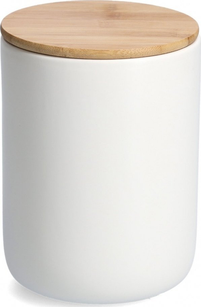 Kavanoz qeramik Zeller, 1540 ml, kapak bambu, i bardhë