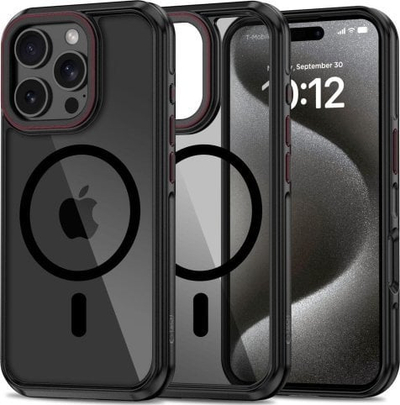 Mbështjellës telefoni Tech-Protect MagHybrid MagSafe, për iPhone 16 Pro, TPU dhe polikarbonat, zi kuqe