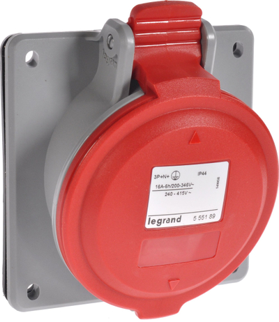 Prizë paneli Legrand P17 Tempra Pro 555189, 5P 16A 400V, IP44, e kuqe
