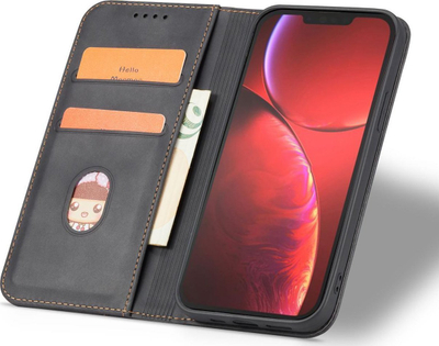 Këllëf telefoni Magnet Fancy për iPhone 14 Pro, tip libër, me xhepa kartash, i zi
