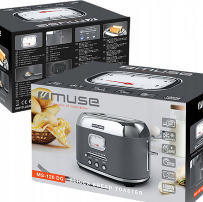 Toaster Muse MS-120 DG, 2 feta, 1000W, gri
