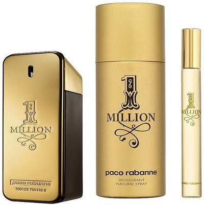 Set Eau De Toilette Paco Rabanne 1 Million 50 ml + deodorant 150 ml + parfum 10 ml