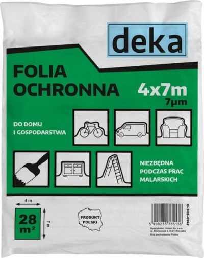 Folie mbrojtëse Deka Painting Foil, 4x7 m, HDPE transparente