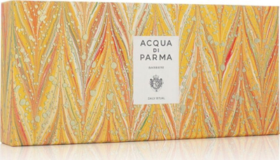 Set dhurate për burra Acqua Di Parma Barbiere Daily Ritual, Colonia 20ml, pastrues faqesh 40ml, e verdhë