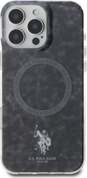 Mbulesë telefoni US Polo Assn për iPhone 16 Pro 6.3", me unazë MagSafe, e zezë