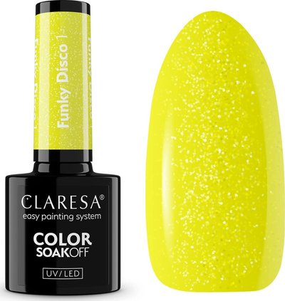 Llak hibrid për thonj Claresa Funky Disco 1, 5 ml, e verdhë
