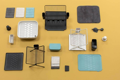 Tharëse enësh e palosshme Brabantia Folding Dish Rack Large, plastike, gri e errët