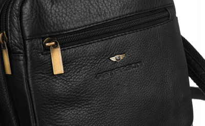 Çantë crossbody meshkujsh Peterson, lëkurë natyrale, 22.5x18x7cm, e zezë