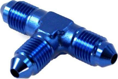 Pjesë lidhëse alumini TurboWorks Flare tee AN4, për vaj, ujë dhe karburant, e zezë