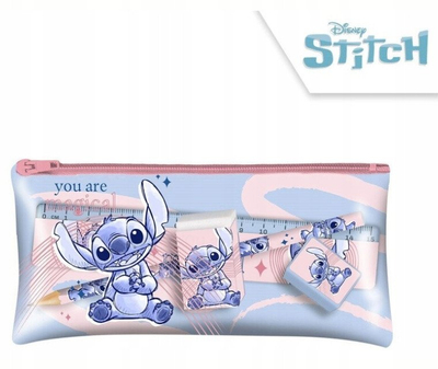 Set shkolle KiDS Licensing Stitch ST00010, penar me aksesore, rozë blu