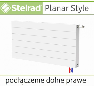Radiator dekorativ Stelrad Style CV33 400x700, panel i sheshtë, lidhje e djathtë, i bardhë