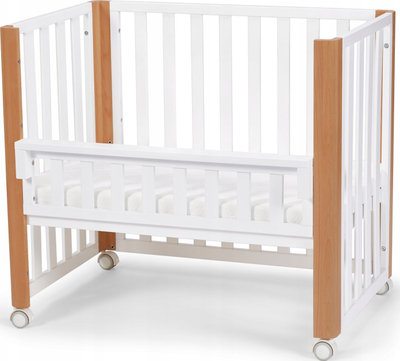 Krevat për bebe Kinderkraft Koya, 4 në 1, me rrota dhe dyshek, i bardhë