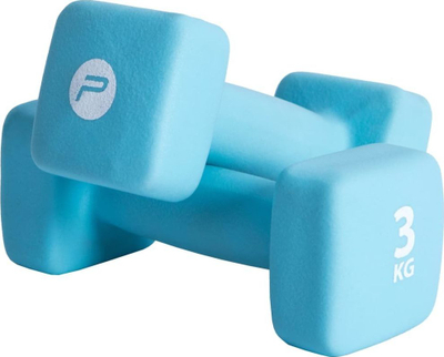 Set hantelash Pure2Improve me shtresë neopreni, 2 x 3 kg, të zeza