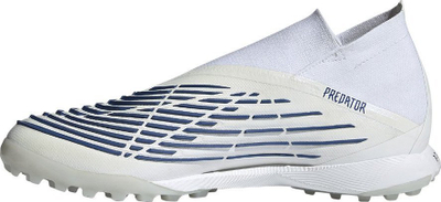 Këpucë futbolli adidas Predator Edge.1 TF GW3655, pa lidhëse, për tapet artificial, të bardha me blu