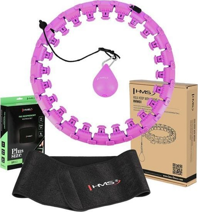 Set fitnesi HMS HHW12, hoop që e rregullon për bel 48–125 cm, brez për bel BR163, i zi