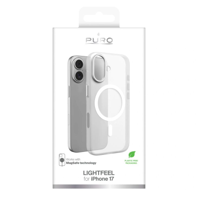 Këllëf telefoni Puro Lightfeel për iPhone 17, i shkon MagSafe, transparent me të bardhë