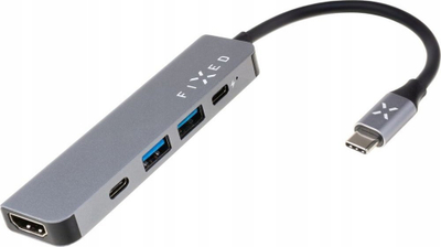 HUB USB C Fixed Mini 5n1, HDMI 4K, Power Delivery 100W, gri