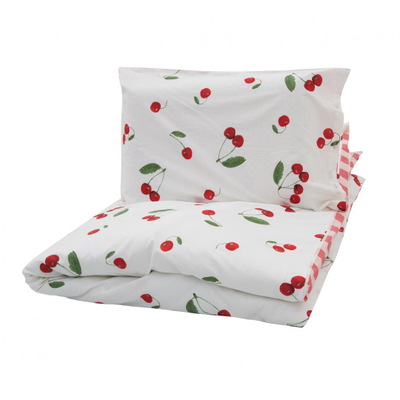 Set shtrati njëpersonësh Cotton Cherry, 100% pambuk, motiv qershi, shumëngjyrësh