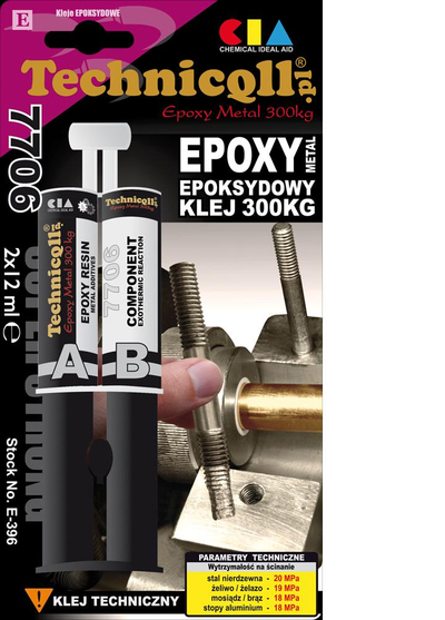 Ngjitës epoksi Technicoll për hekur, 300kg, 2x12ml, transparent