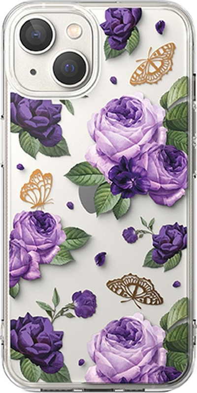Kapak mbrojtës Ringke Fusion Design për iPhone 14 Plus, xhel me pjesë të pasme të fortë, transparent Purple Rose