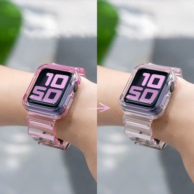 Rrip silikoni me kasë Hurtel Strap Light Set për Apple Watch 40mm, i verdhë