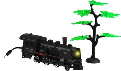 Set tren elektrik Leantoys Large Train, efekt tymi dhe drita, shina 156 cm, shumëngjyrëshe