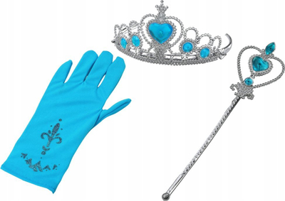 Set aksesorësh princeshë Little Princess Snow Queen, shkop magjik, kurorë dhe doreza, blu