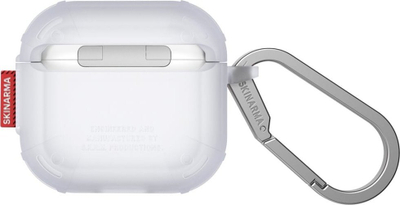 Куќиште Skinarma Mecha CE за AirPods 4, TPU, со карабинер, frost