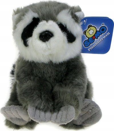 Loder pelushi Dubi Raccoon, 28cm, me shirit ngjitës, ngjyra MIX